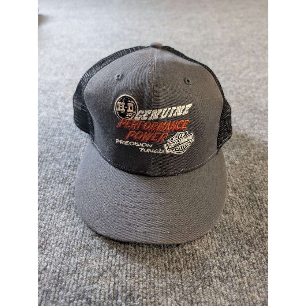 Harley Davidson New Era 9FIFTY Trucker Hat Grey Black Snapback Mesh Cap Mens